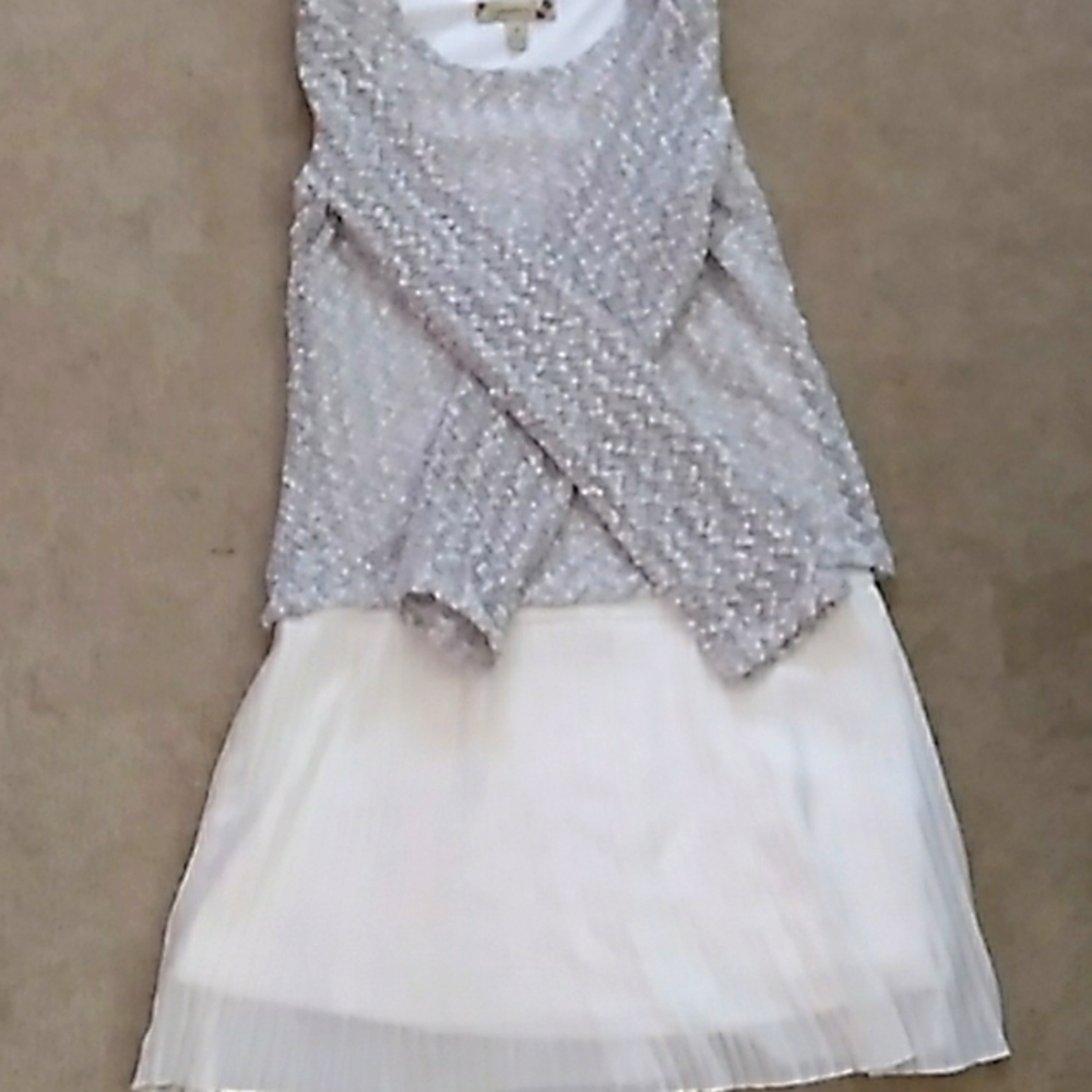 Gray top white skirt attached